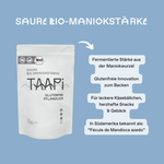 Die fermentierte Stärke aus der Maniokwurzel auch Tapiokastärke gennant. Tapioka ist die glutenfreie Innovation in Deutschland zum Backen. Für leckere Käsebällchen, herzhafte Snacks & Gebäck. In Südamerika die die saure Tapiokastärke auch bekannt als "Fécula de Mandioca azedo".